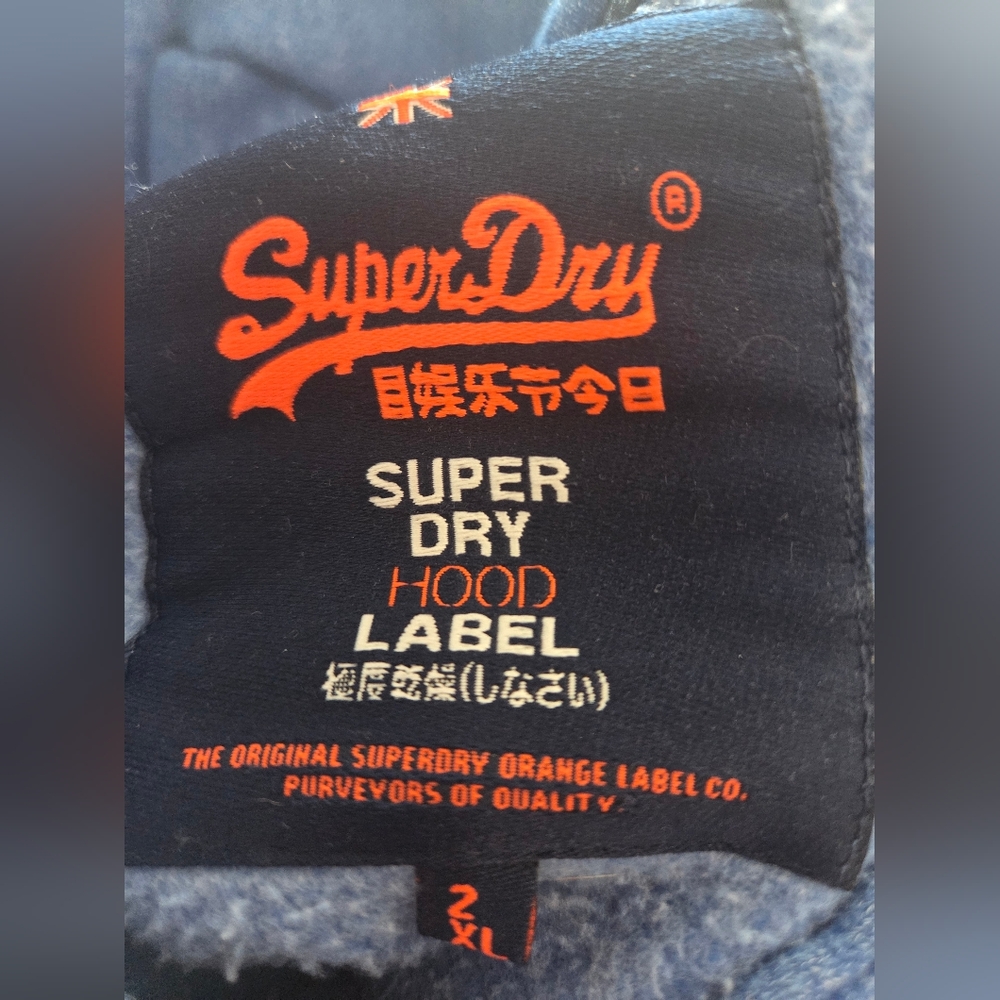 3 Superdry Men's Hoodies 2X in Blue, Navy, and Gray Hardly Worn. EXCELLENT USED - Picture 8 of 10